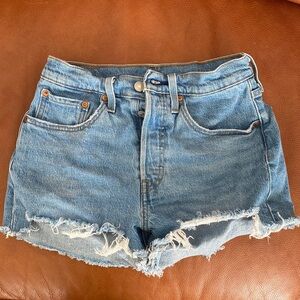 Levi 501 light wash denim shorts